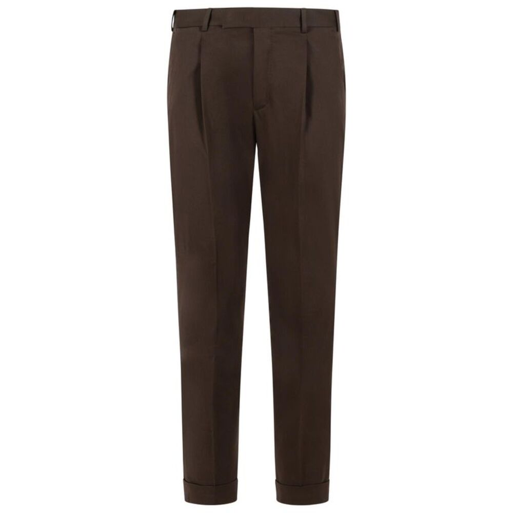 Pt01 'Rebel' Brown Stretch Cotton Pants Men